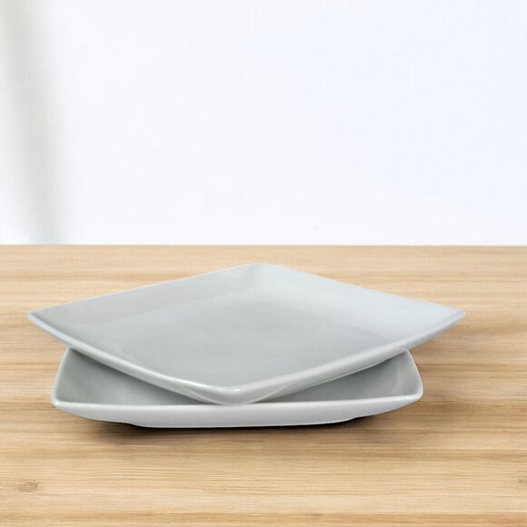 Set of Two Over and Back White Porcelain Maison Square Salad Plates 8 3/8" Wide - Picture 6 of 6